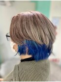 【グレージュ×インナーブルー】20代30代40代50代