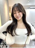 2way バング 韓国前髪シースルーミディアム くびれへア顔周り