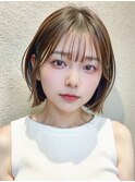 大人可愛い20代30代40代小顔ウルフレイヤーボブ丸みショートボブ