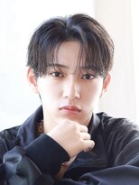 ニュアンスパーマセンターパート韓国ヘア韓国マッシュ黒髪