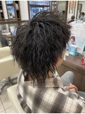 アップバングウルフ×ツイストパーマ　国分寺メンズカットパーマ