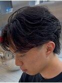 渋谷フェザーパーマセンターパートニュアンスパーマ20代刈り上げ