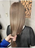 ハイライトカラーくびれヘアアプリコットオレンジ