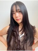 小顔顔まわりカットロングミディアムレイヤーハッシュ韓国