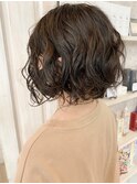 福山市パーマ人気キャアリー仕上げ簡単楽しめるウェーブボブ
