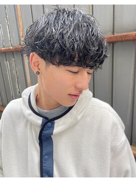 フリーク バーバーショップ 都島店(FREAK BARBER SHOP) 黒髪波巻きスパイラルパーマモテマッシュ