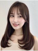 前髪あり/レイヤー/段/ロング/横毛/触覚/内巻き/外巻き