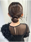 ヘアアレンジセットタイトセミロングカチモリ結婚式成人式前撮り