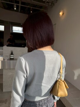 ステン(sten) 切りっぱなしボブ/ストレートボブ/タッセルボブ/ボルドーカラー
