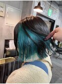 長崎ハイトーン インナーカラー ターコイズブルー