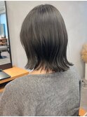 透明感カラーグレージュくびれミディアムボブ＊艶髪シアーカラー