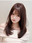 顔周りカット後れ毛くびれヘアアッシュベージュ20代30代【平島】
