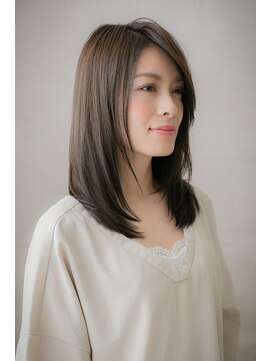 カバーヘア ブリス 上尾西口店(COVER HAIR bliss) かきあげ前髪ダークアッシュ前下がりセミディY上尾20代30代40代