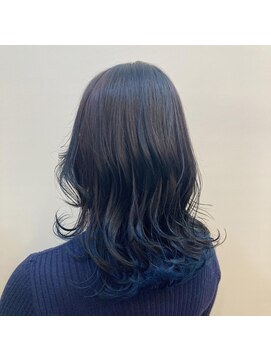 セブンルックス モカ 宇都宮鶴田店(7LOOKS mocha) 裾カラー、ハイライト×ブルー
