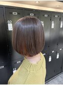 ラベンダーグレージュ×オレンジイヤリングカラー