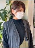 切りっぱなしミニボブ×極細ハイライト