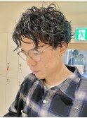 20代30代メンズスパイラルパーマワイルドオシャレ感アッシュ