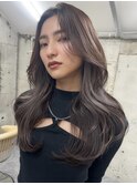 韓国ヘアーハッシュカットレイヤーカットグレージュブリーチ無し
