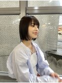 ◎切りっぱなしボブ縮毛矯正ショートボブストレートパーマ