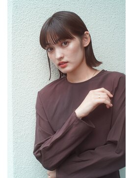 レジュアル(RESSUAL) 黒髪ボブルフネビージュ小顔ヘアワンレン