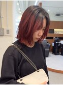根本が伸びても気にならないデザインカラー　バーガンディレッド