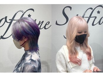 ソッフィオーネ(Soffione)の写真/【ケアブリーチ使用☆】人気のインナーカラーやハイライトまで!ダメージは最小限☆色持ちもツヤ感も◎