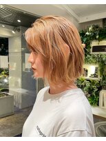 バグスドゥア(Bagus dua) ブリーチ×ボブ×クセ風カール6.5ミルクティーブロンド