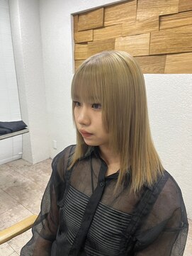 アジールヘア 所沢プロペ通り店(agir hair) ベージュ金髪明るい髪の毛ストレートセミロング所沢ひばりヶ丘