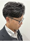 メンズマッシュセンターパートスパイラルパーマニュアンスパーマ