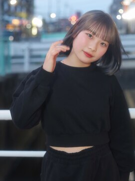 ベレッタ 松井山手店(veretta.) ミルクティーカラー/切りっぱなしボブ/ブリーチ