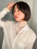 カバーヘア ブリス 大宮西口(COVER HAIR bliss) イヤリングカラー黒髪小顔切りっぱなしボブp1大宮20代30代40代