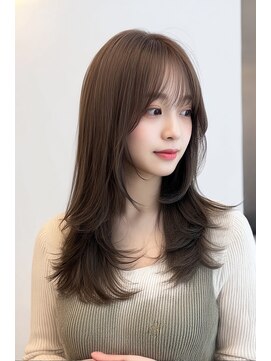 ノイエ 原宿 北参道(NoIE) 顔周りレイヤーカットミディアムレイヤー明るめカラー