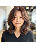 ☆小顔前髪ワンカールレイヤーカット黒髪ネビージュボブルフ☆