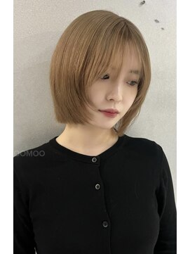 ナループロア ルームー(Nalu pu loa ROOMOO) 1回ブリーチでオリーブミルクティーカラー♪/ハイトーンカラー
