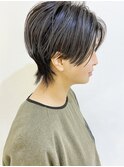 【松戸　ムラマツ】ショートウルフ　グレージュ　前髪なし
