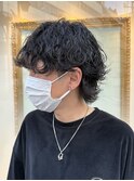 波巻きパーマツーブロックマッシュ束感マッシュウルフ