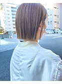ミルクティーアッシュハイトーン透明感グレージュ極細ハイライト