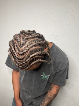 ヘアサロン エフ 渋谷(F) 地毛コーンロウ#ブラックヘア