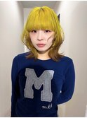ミディアムレイヤー/ブリーチカラー/マスタードイエロー