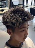 熊本 スパイキーパーマ ショート アップバング 短髪 MEN'S HAIR
