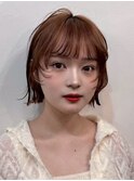 ストレートくびれヘアアプリコットオレンジ夏のヘアアレンジ