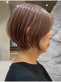 表参道髪質改善カラーウルフショートボブアッシュグレージュ40代