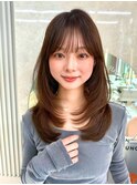 結べるミディアムレイヤー 薄め前髪