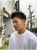 スパイキーショートメンズ刈り上げボックスショート眉毛カット