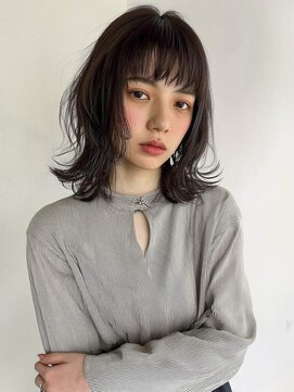 オンク 新宿(onk) 黒髪/グレーベージュ/レイヤーロング/前髪パーマ[新宿駅]