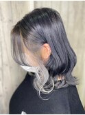イヤリングカラー,ホワイトシルバー,インナーカラー,透明感,艶髪