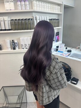 ペレ 原宿(PELE) ダークパープルナチュラルショート夏のヘアアレンジ原宿