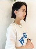 切りっぱなしボブ　アッシュブラック　ミニボブ