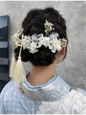 成人式ヘアセットツインお団子結婚式ヘアセット振袖着付け