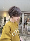 30代小顔ミニショート/シースルーバング/透明感ヘアカラー